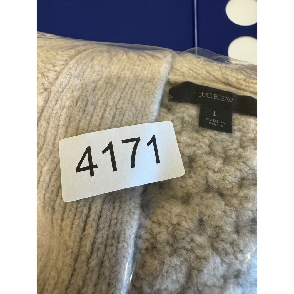 J‎ Crew Cable Knit Chunky Oversized Cardigan Sweater Women L Merino Alpaca Wool - Picture 9 of 10